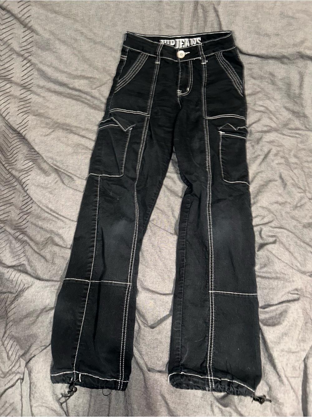 VIP Black Jeans with White Contrast Stitching